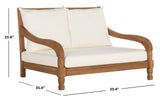 SAFAVIEH Outdoor Collection Pomona Natural Solid Wood/Beige Lounger Bench Sofa Loveseat (PAT6740A) SAFAVIEH