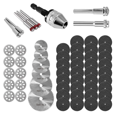 60Pcs Rotary Cutting Wheels Tool Kit, Resin Cut Off Wheels Disc, Mini HSS Saw Blades Cutter, Diamond Cutting Kit with Mandrels for Wood Glass Plastic Stone Metal CULMKARI