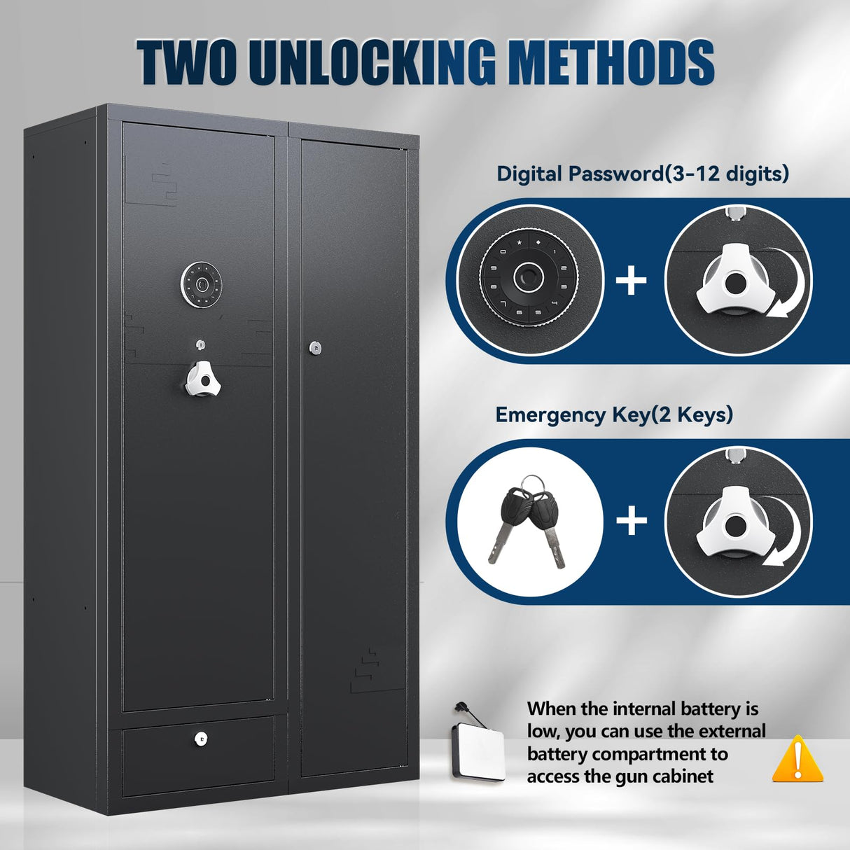 KAER 15-20 Gun Safes for Home Rifle and Pistols,Gun Safe,Rifle Safe,Large Gun Safes for Home and Shotgun,Rifle Gun Safe with Digital Keypad,Drawer,Removable Shelf (Unassembled) KAER