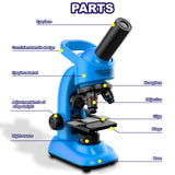 Kids Microscope,40-1600x Microscope Kit for Kids Beginners Children,STEM Kit,Prepared Slides,LED Light and Configured Various Operating Tools- Science Experiment Toy for Kids Ages 6-12 DOUBLE CC