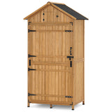MCombo Large Outdoor Storage Shed with Adjustable Shelves, Outdoor Storage Cabinet with Lock, Wood Garden Tool Shed for Outside, Backyard and Patio (38x24x82 inch) 6056-1970 (Natural) MCombo