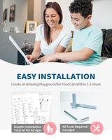 Made4Pets Cat Tree, Modern Cat Tree Tower for Indoor Cats - 65" Tall Wood Condo with Hammock, Scratching Post and Removable Pads for Small Large Cats MADE 4 PETS