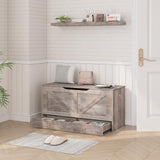 HOOBRO Storage Chest, 39.3" Toy Chest with Drawer, Wooden Storage Bench, Sturdy Entryway Bench Supports 220 lb, Shoe Bench, Safety Hinge, U-Shaped Opening, Easy Assembly, Greige BG710CW01G1 HOOBRO