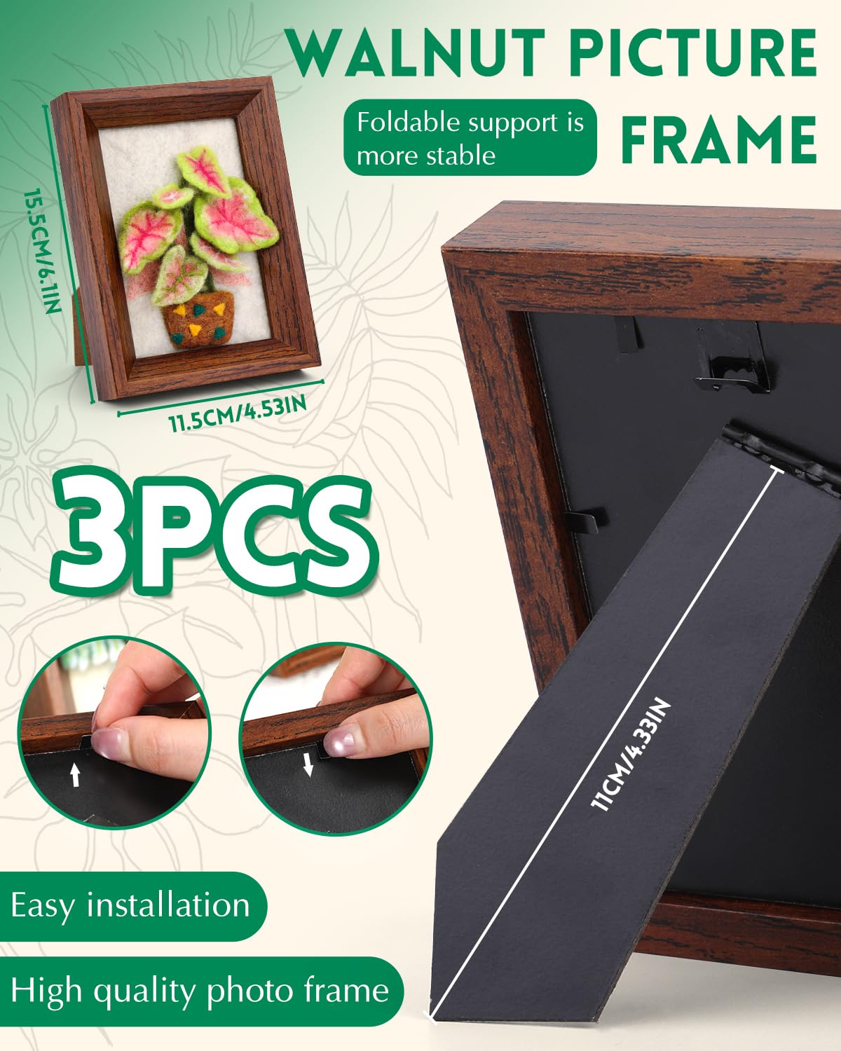 OEHPICC Needle Felting Kits for Beginners Adult, Wool Felting Kit with Frame & Tools, Needle Felt Painting Kit Includes Felting Needles, Fabric Sheet, Instructions (3 Potted Plants) OEHPICC