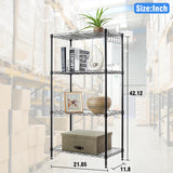 Storage Shelves 4-Shelf Shelving Metal Storage Rack Adjustable Heavy Duty Shelves, 22" L×12" W×42" H,1000 lb Capacity for Pantry, Office, Closet and Garage Shelves，Black Generic