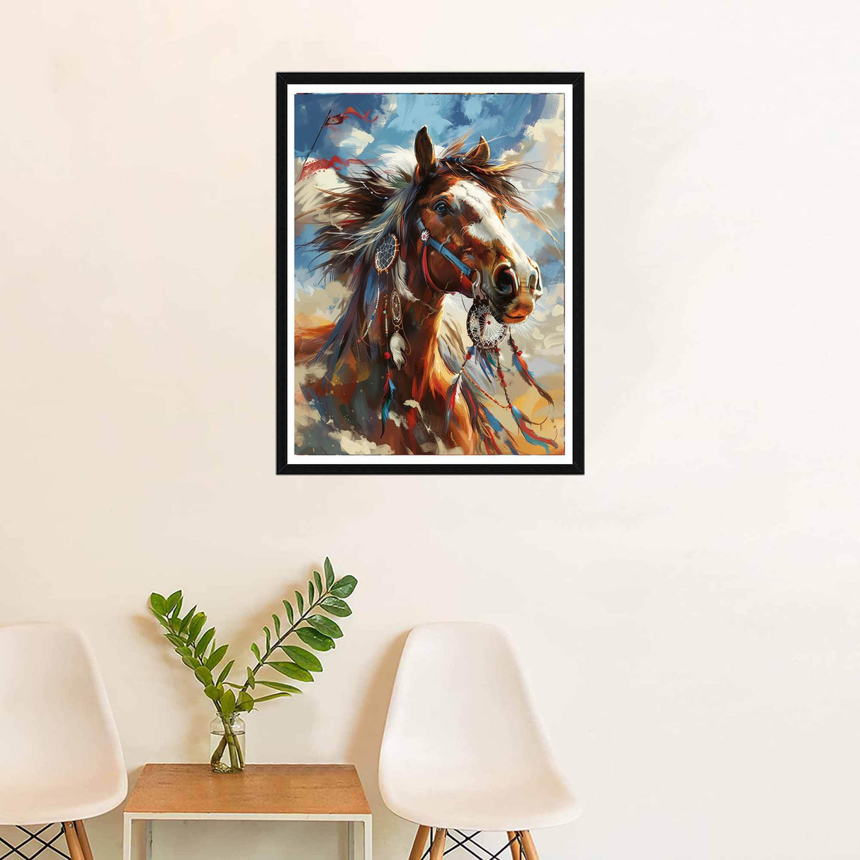 SKRYUIE 5D Horse Diamond Painting Kits - DIY Diamond Art Kits for Adults Indians, Full Round Drill - Crystal Cross Stitch - Adults Craft for Wall & Office Decor - 12x16 Inch z6 SKRYUIE