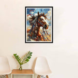 SKRYUIE 5D Horse Diamond Painting Kits - DIY Diamond Art Kits for Adults Indians, Full Round Drill - Crystal Cross Stitch - Adults Craft for Wall & Office Decor - 12x16 Inch z6 SKRYUIE