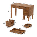Tribesigns 47" Computer Desk with 3 Drawers, Farmhouse Office Desk with Storage, Wood Teacher Desk Writing Table with File Drawers for Home Office, Bedroom, Study Room, Brown Tribesigns