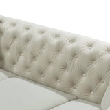 UDiaoszAM 3 Seater 82" Chesterfield Sofa, Wide and Thick Cloud Couch with Tuxedo Arm Tufted Back, Plush Velvet Fabric Sofa Comfy Couches for Living Room with Two Pillows (1, White) UDiaoszAM