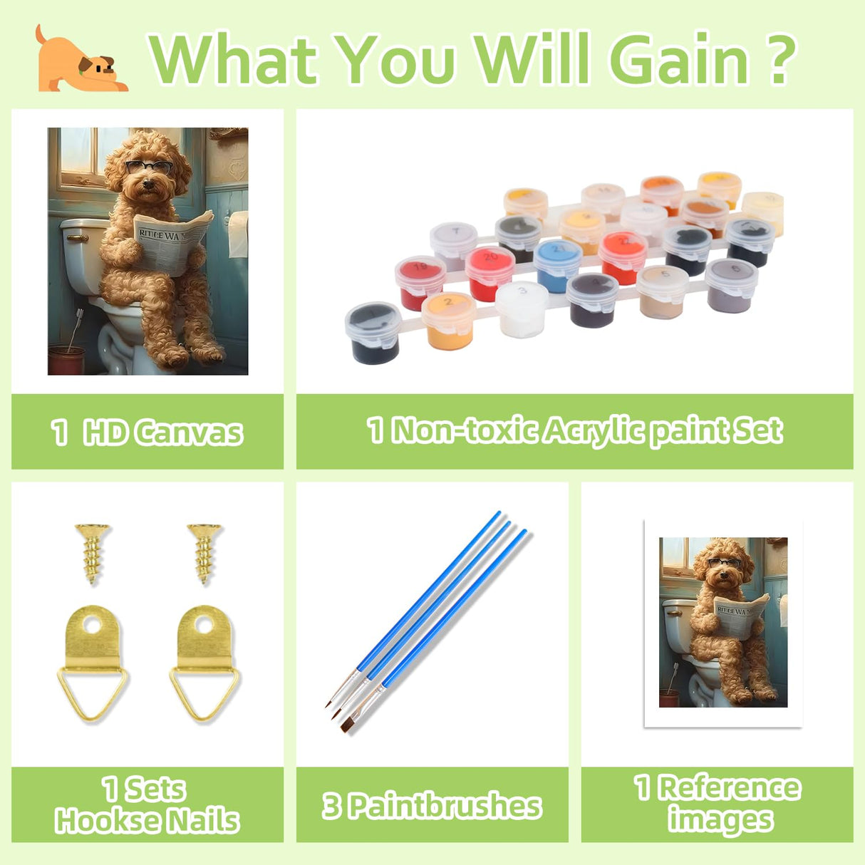 Reivworl Dog Paint by Numbers Kit for Adults, Dog Paint by Number Adult, Painting by Numbers for Gifts and Home Interior Decor 16x20 Inch Reivworl