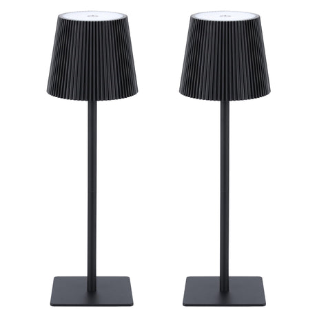 LUTEC 2 Pack Cordless Table Lamp,6000mAh Rechargeable Battery Operated Desk Lamp,Two Adjustable Heights,Waterproof, Touch Control & 3 Color Stepless Dimming for Restaurant/Bedroom/Bars/Outdoor (Black) LUTEC