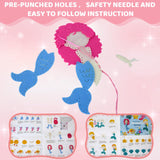 SPROUT & SPARK STUDIO Sewing Kit for Kids Ages 5+ | Crafts Toys for Girls with 7 Easy Felt Projects | Beginner Crochet & Knitting Starter Set | Mermaid Stuffed Dolls, Play & Learn DIY Art SPROUT & SPARK STUDIO