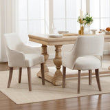DM Furniture Farmhouse Dining Chairs Set of 2 Linen Kitchen Chairs with Arm Upholstered Accent Side Chair w/Wood Legs for Living Room/Dining Room/Bedroom/Restaurant, Cream DM Furniture