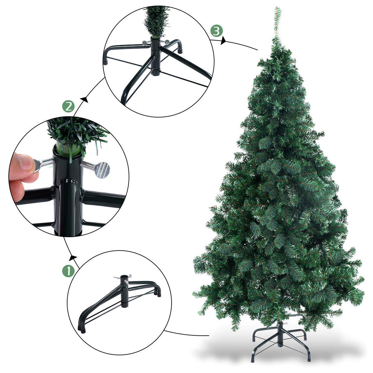 COSTWAY 5Ft Artificial PVC Christmas Tree W/Stand Holiday Season Indoor Outdoor Green