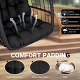 LEVELEVE Egg Chair with Stand,Patio Rattan Wicker Hanging Swing Egg Chair Hammock Chair for Bedroom Porch Garden,Thickened Aluminum Alloy Steel Frame and UV Resistant Cushion,350LBS Capacity LEVELEVE