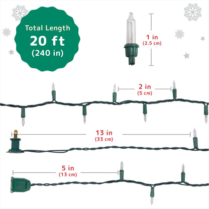 PREXTEX 100 Count Clear Christmas Tree Lights with Green Wire - 20 ft Warm White Twinkle Lights for Indoor or Outdoor Use - Holiday Fairy String Lights for Christmas Trees, Patios, and More