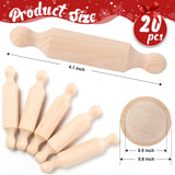 20PCS Mini Rolling Pins for Crafts, Small Wooden Dough Roller for Children in the Kitchen Baking and Imaginative Play, Wooden Tiered Tray Decorative for Halloween and Christmas Presents (4.1 Inches) FFNIU