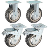 tonchean 6" Heavy Duty Caster 4-Piece Set, Polyurethane Ball Bearing Plate Caster, 2 Fixed Wheels and 2 Lockable Wheels, 360° Swivel Caster Load Capacity 1653lbs tonchean