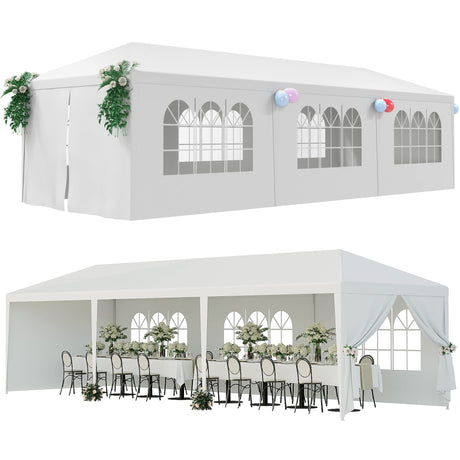 HomGarden 10'x30' Outdoor Canopy Tent Patio Camping Gazebo Shelter Pavilion Cater Party Wedding BBQ Events Tent w/Removable Sidewalls HomGarden