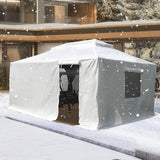 Domi 12' x 16' Universal Winter Gazebo Cover - All Season Waterproof Enclosed With Sidewalls & Ventilated Mesh Windows, All-Weather Outdoor for Hardtop Gazebos, White domi outdoor living