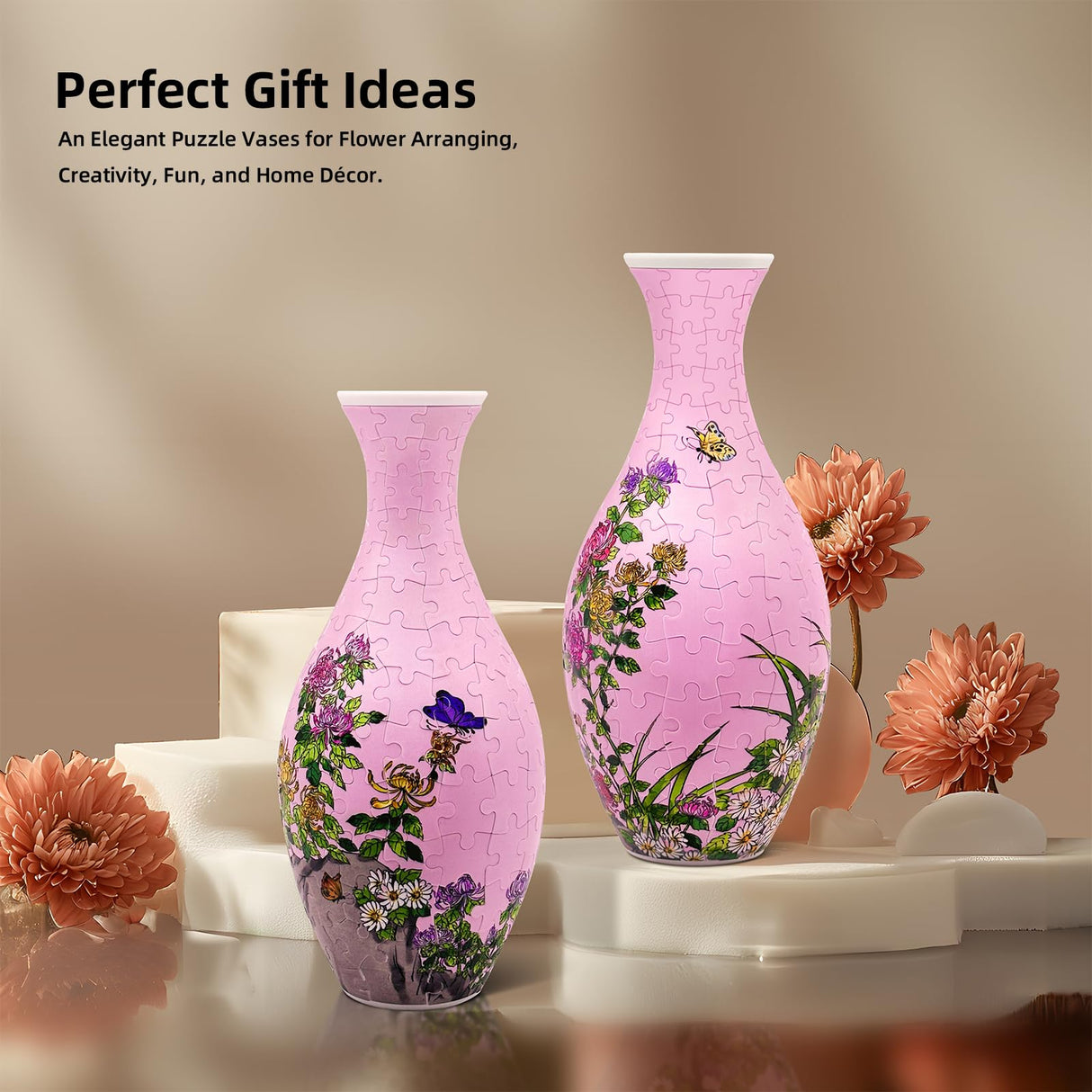 3D Puzzles Vase for Adults, 160 Pieces Puzzle Flower Vase for Home and Office Decor, DIY 4D Jigsaw Vase Arts and Crafts for Kids, Unique Housewarming Gifts for Moms YIZHOR