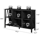 HOMISSUE 6 Cube Storage Organizer Shelf, Rustic Short Wide Bookshelf with Cube Storage, Industrial Low Cube Bookshelf with 3 Tier Shelf, Horizontal Bookcase for Living Room, Office, Black HOMISSUE