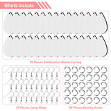 30 Pieces Sublimation Blank Earrings, Modacraft Sublimation Printing Earrings Unfinished Teardrop Heat Transfer Earring Pendant with Earring Hooks and Jump Rings for Jewelry DIY Making. Modacraft