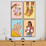 4 Pack Framed Paint by Numbers Kit for Adults Beginner with Wooden Easel, Modern Style Paint by Number Kits with Frame, DIY Acrylic Fashion Painting by Numbers for Home Wall Decor Gift 8x12 inch Yezavesu