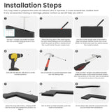 NATURE'S SOURCE Corner Floating Shelves with Invisible Brackets, Corner Shelves Wall Mounted Set of 3, Bedroom Bathroom Kitchen Living Room Office- Gothic Style 17" x 6" (Black) NATURE'S SOURCE