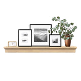 MCS 60-Inch Mantel, Master & Co Natural Woodgrain Finish Solid Wood Floating Fireplace Mantel, Long Floating Shelf for Livingroom with Wood Cleat Hanging System, Photo and Home Decor Display Shelf MCS