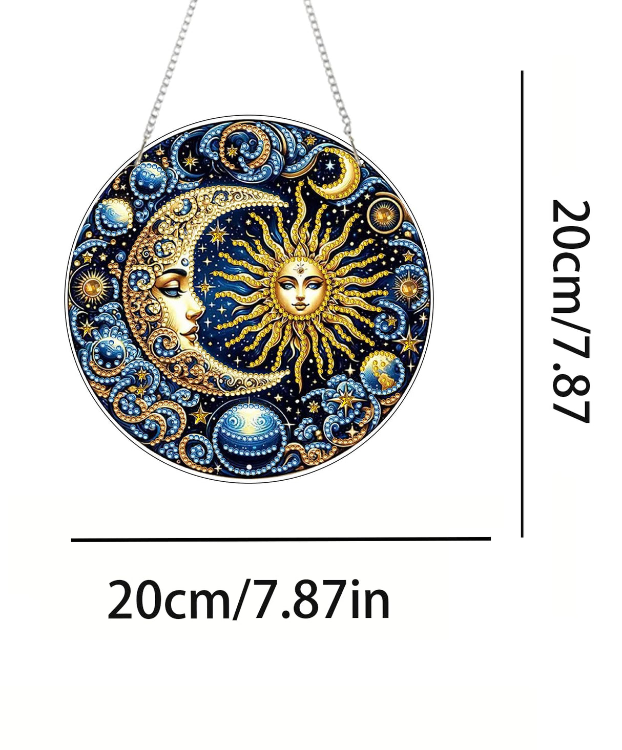RYMILIE Sun and Moon Diamond Art Hanging Kit for Adult,Special Shaped Rhinestone,Double Sided 5D DIY Acrylic Diamond Art Painting Window Pendants Home Garden Wall Hanging Kits Hanging Ornament RYMILIE