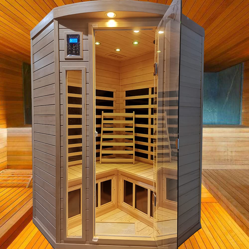 S-Shape Sauna Backrest Infrared Sauna Accessories, Natural Wood Finish Hemlock Sauna Chair with Wide Back Releases Pressure, No Painting Non-Toxic 26"x17" Fulocseny