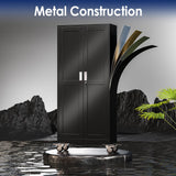 erosoei 61" H Metal Garage Storage Cabinet, Rolling Tool Cabinet with 2 Doors and Wheels, Locker Steel Cabinet with 3 Adjustable Shelves, Organization Cabinet for Garage,Office,Home,Gym,School（Black） erosoei