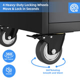 GangMei Metal Garage Storage Cabinet with 2 Drawers and 2 Adjustable Shelves, Rolling Tool Storage Cabinet with Wheels and Locking Doors for Garage, Warehouse, Black and Dark Gray GangMei