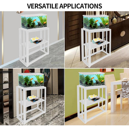 Fizgot Fish Tank Stand 20 Gallon, Double Layer Metal Aquarium Stand with Storage, 24.8" x 9.45" x 29.5" Breeder Reptile Tank Stand （White） - WoodArtSupply