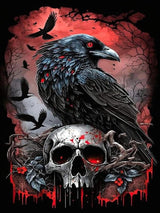 Mrnsiet Halloween Diamond Painting Kits for Adults, 5D Crow Diamond Painting for Beginner, DIY Full Drill Skull Diamond Art Kits for Home Wall Decor 12 x 16 Inch Mrnsiet