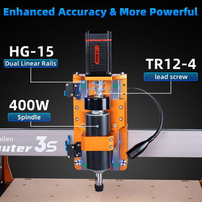 FoxAlien Masuter 3S CNC Router Machine with NEMA 23 Closed-Loop Stepper Motor, 400W Spindle 3 Axis Engraving Milling Machine for Wood Acrylic Aluminum Carving Cutting - WoodArtSupply