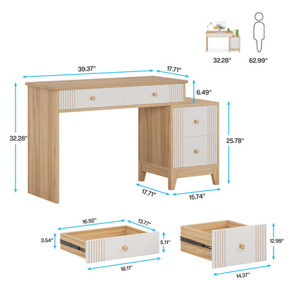 Tribesigns Computer Desk with 4 Drawers, 51-Inch Home Office Desks with Storage, Modern Wooden Executive Desk Study Writing Table Workstation for Small Space, Bedroom - WoodArtSupply