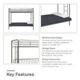 DHP Sammie Twin over Futon Metal Bunk Bed, Silver DHP