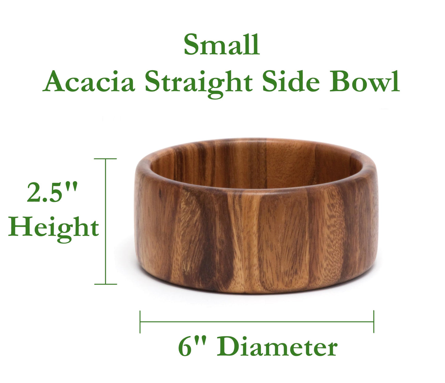 Lipper International Acacia Straight-Side Serving Bowl for Fruits or Salads, Small, 6" Diameter x 2.5" Height, Single Bowl, 29.59 fluid ounces