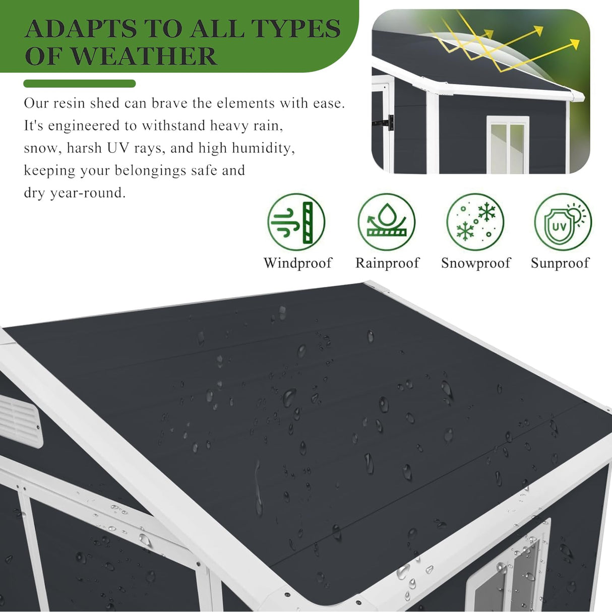 6x4.4FT Outdoor Storage Shed, Resin Shed with Reinforced Floor & Secure Door Lock, All-Weather Outdoor Shed for Gardening Tools, Bicycles, Patio Furniture, Lawn Mower (Dark Gray) SEGMART