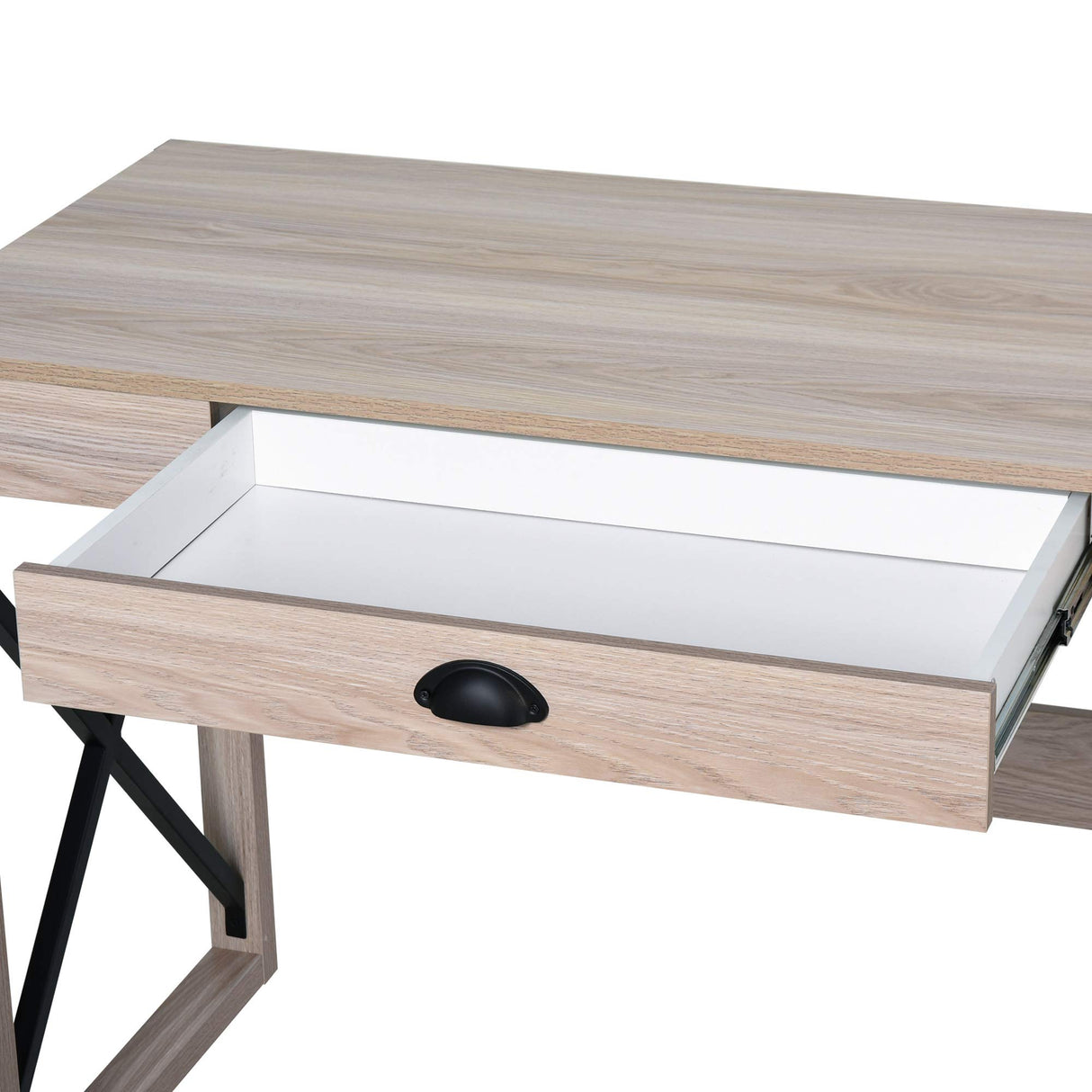 HOMCOM 44 inch Home Office Computer Desk, Rustic Writing Desk, Farmhouse Workstation with Storage Drawer, X-Frame HOMCOM