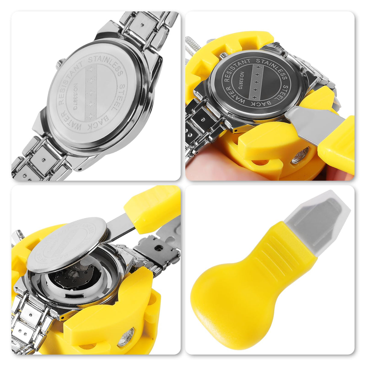 Botober 4 PCS Professional Watch Back Removal Tool，Pry Watch Back Case Opener，Watch Battery Replacement Set, Watch Repair Kits Botober
