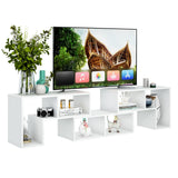 Tangkula 3 Pieces Console TV Stand, Free-Combination Entertainment Center for 50 55 60 65 Inch TV, Minimalist Modern TV Media Stand, DIY Open Storage Bookcase Shelf for Living Room (White) Tangkula