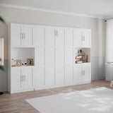 Mekminop Modern Queen Murphy Bed with Storage Cabinet and Open Shelves, Hidden Foldable Wall Cabinet Bed Frame with Wood Slat, Space-Saving, No Spring Box Required, White Mekminop