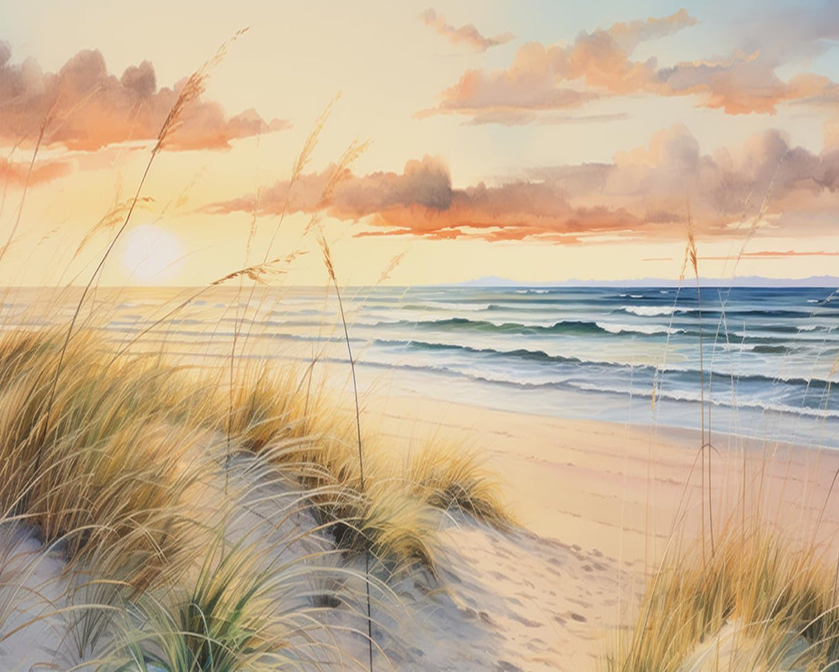 TUMOVO DIY Paint by Number for Adult Ocean, Dune Landscape Paint by Numbers, Nature Landscape Adult Paint by Numbers Kits on Canvas, 16X20 Inch Beach Paint by Numbers for Adults Beginner TUMOVO