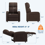 GarveeHome Linen Fabric Manual Recliner Chair, with Side Pocket, High Backrest, Thick Cushion, Adjustable Push Back Recliner, Lazy Lounge Chair for Living Room, Home Theater, Bedroom, Brown GarveeHome