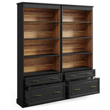 LITTLE TREE 72" Tall Black Bookcase, 5-Tier Office Bookself with File Cabinet Drawers,Modern Floor Standing Storage Filing Cabinet Book Shelf for Living Room,Bedroom LITTLE TREE