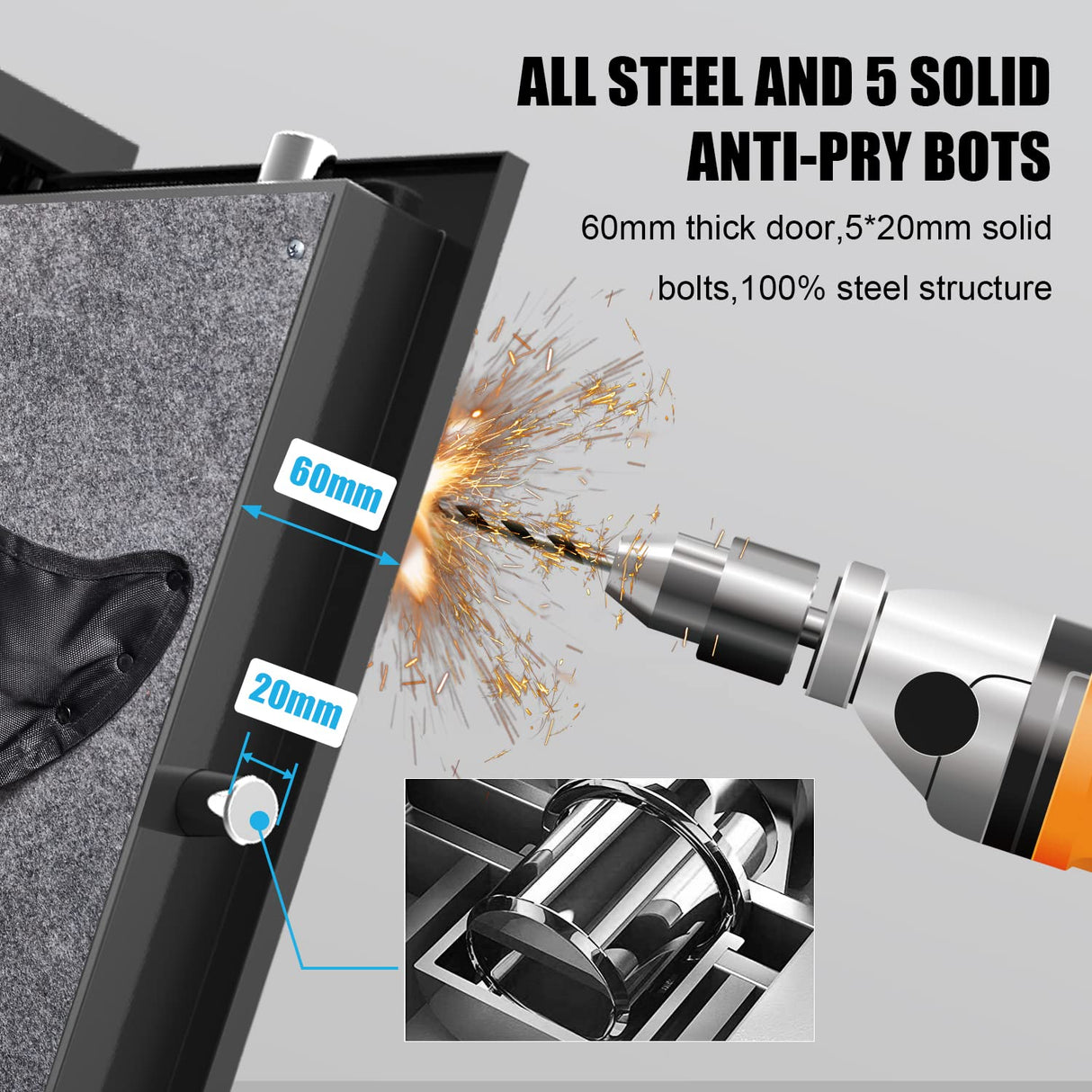 Marcree Biometric Fingerprint Rifle Gun Safe, Quick Access 5-Gun Cabinet Fingerprint Long Gun Safe, Gun Safes for Rifles and Shotguns with Mute Function, 3 Pistol Bags, Pistol Lock Box Marcree