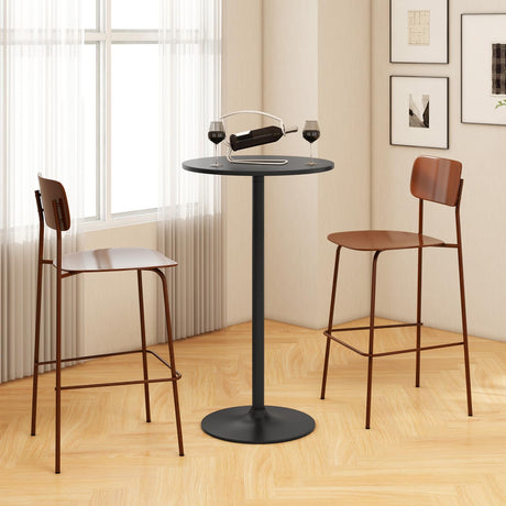 COSTWAY Round Bistro Table, Height Adjustable Bar Height Cocktail Table, High Top Pub Table Snack Table with Heavy-Duty Metal Base for Home Bar, Dining Room, Restaurant, Black COSTWAY